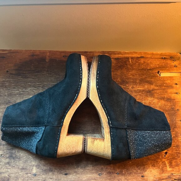 Sanita Lilly Square Clog Booties, Suede, Black Charcoal, Rare style, Size 39/8 - Picture 5 of 10